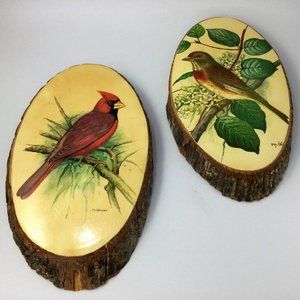 Wall Hanging Plaques Set of 2 Birds Made by Cherokees